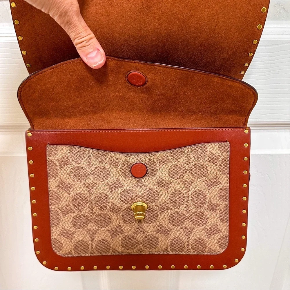 SOLD Coach Madison Shoulder Bag Refined Calf Leather Canvas & Snakeskin - Picture 11 of 13